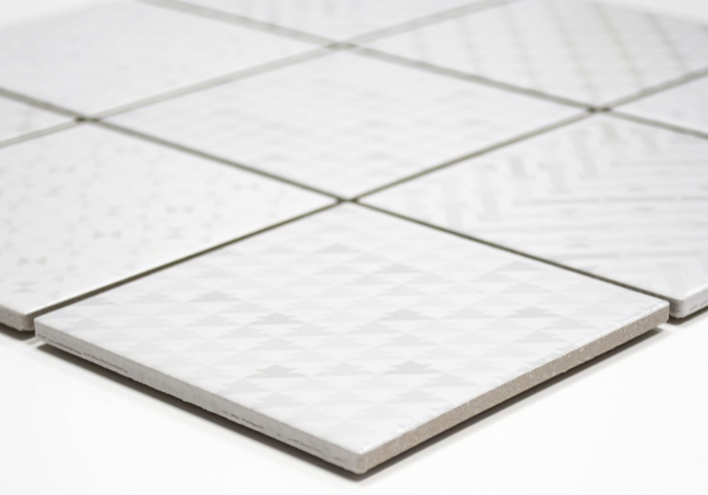 Hand pattern retro vintage mosaic tile ceramic white Geo White MOS22B-1401_m