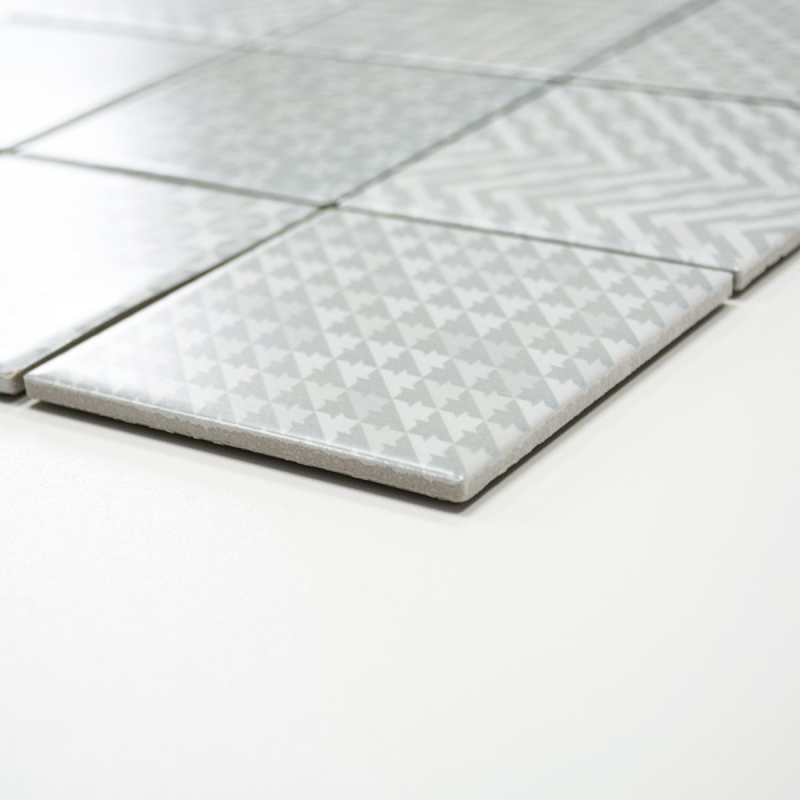 Hand pattern retro vintage mosaic tile ceramic gray Geo Grey MOS22B-1402_m