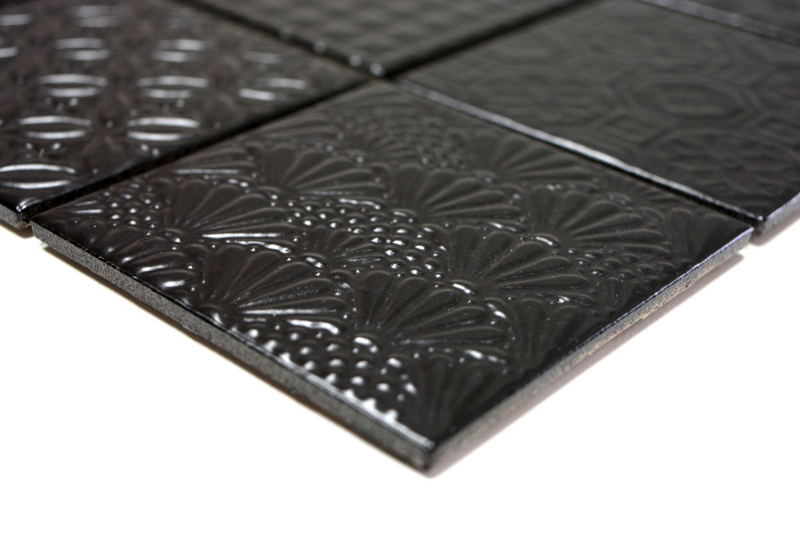Retro vintage mosaic tile wall ceramic black structure wall bathroom kitchen toilet cladding - MOS22B-1403