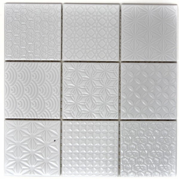 Retro vintage mosaic tile wall ceramic white structure tile mirror bathroom tile wall tile - MOS22B-0104