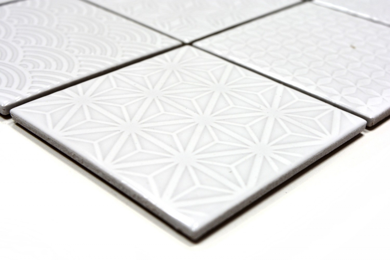 Retro vintage mosaic tile wall ceramic white structure tile mirror bathroom tile wall tile - MOS22B-0104
