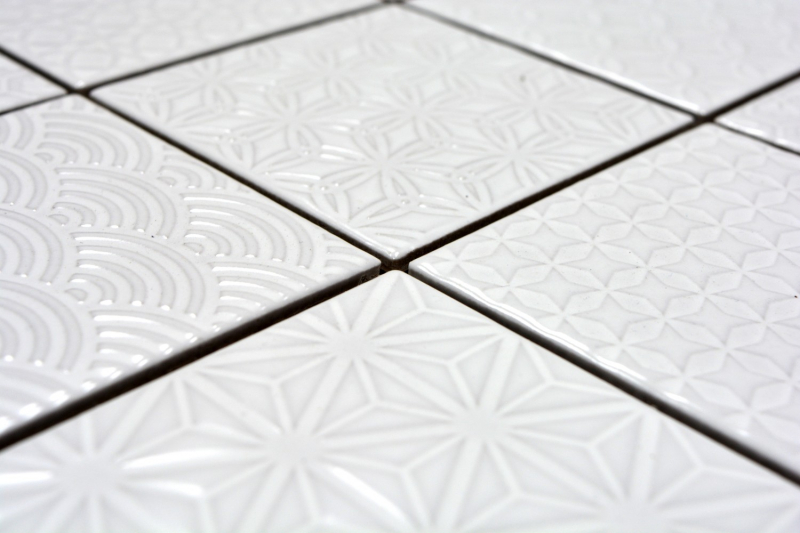 Retro vintage mosaic tile wall ceramic white structure tile mirror bathroom tile wall tile - MOS22B-0104