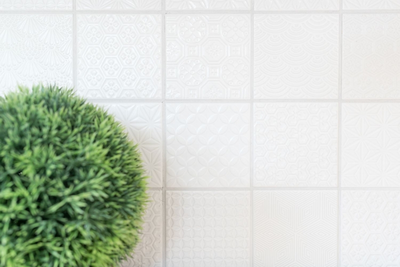 Retro vintage mosaic tile wall ceramic white structure tile mirror bathroom tile wall tile - MOS22B-0104