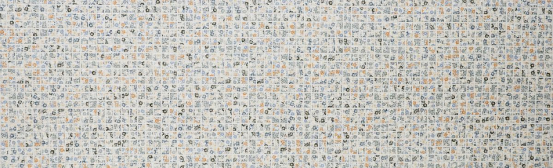 Hand-patterned mosaic tile retro vintage ceramic white colorful flowers tile backsplash MOS18C-1401_m
