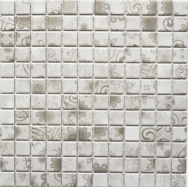 Hand pattern mosaic tile retro vintage ceramic mosaic gray khaki tile backsplash MOS18D-1402_m