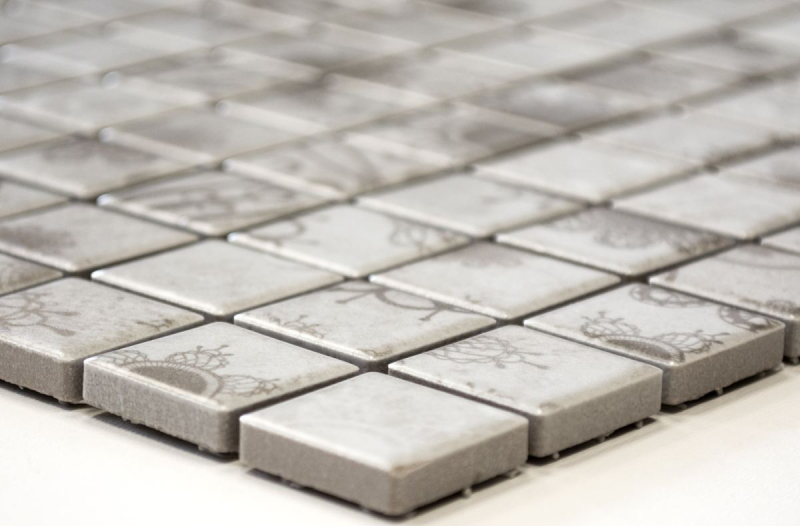 Hand pattern mosaic tile retro vintage ceramic mosaic gray khaki tile backsplash MOS18D-1402_m