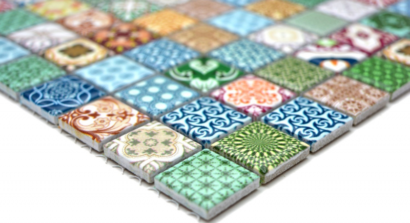 Hand-patterned colorful mosaic tile Spanish look retro vintage ceramic mosaic MOS18D-1616_m