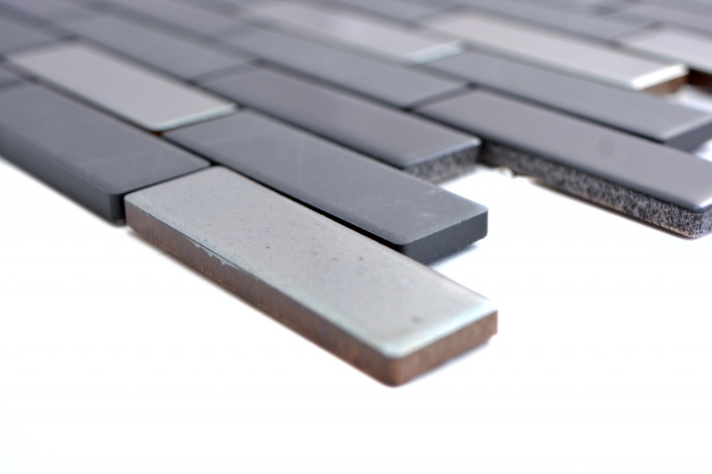 Composite mosaic ceramic black silver chrome rods tile backsplash MOS26-0317_f | 10 mosaic mats