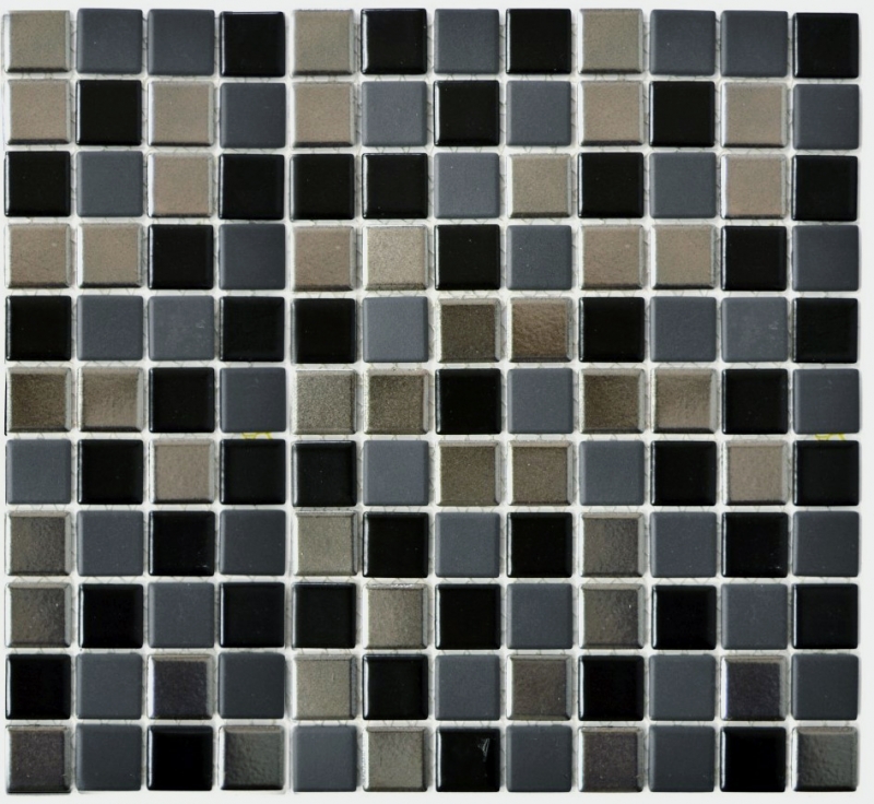 Hand sample mosaic tile ceramic black silver anthracite chrome kitchen splashback MOS18-0317_m