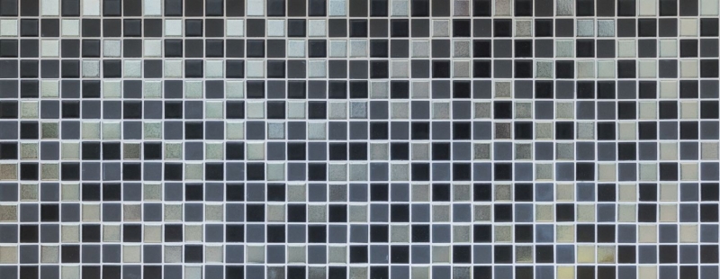 Ceramic mosaic black silver anthracite chrome mosaic tile kitchen splashback MOS18-0317