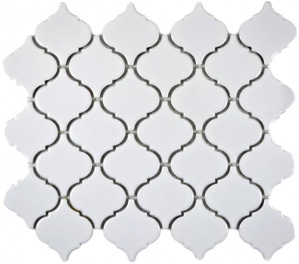 Hand-patterned retro vintage mosaic tile ceramic Florentine white glossy MOS13-1WG_m