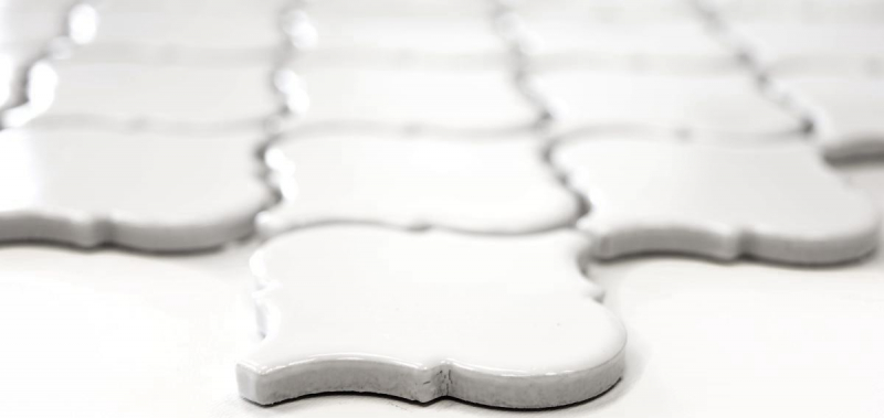 Hand-patterned retro vintage mosaic tile ceramic Florentine white glossy MOS13-1WG_m