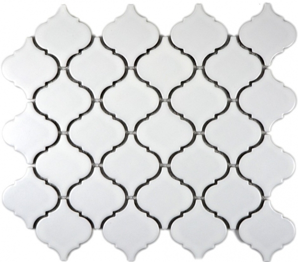 Hand-patterned retro vintage mosaic tile ceramic Florentine white matt MOS13-11WM_m