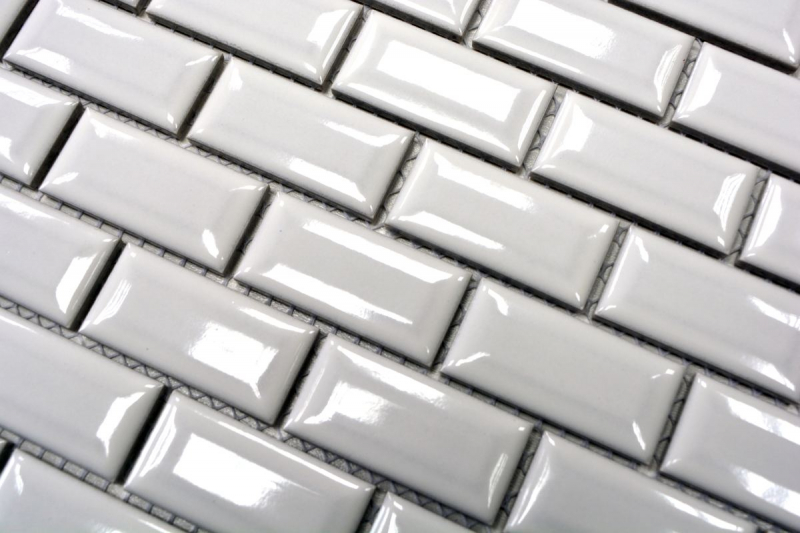 Mini Metro Subway mosaic facet WHITE mosaic tile ceramic tile backsplash kitchen MOS26-0102