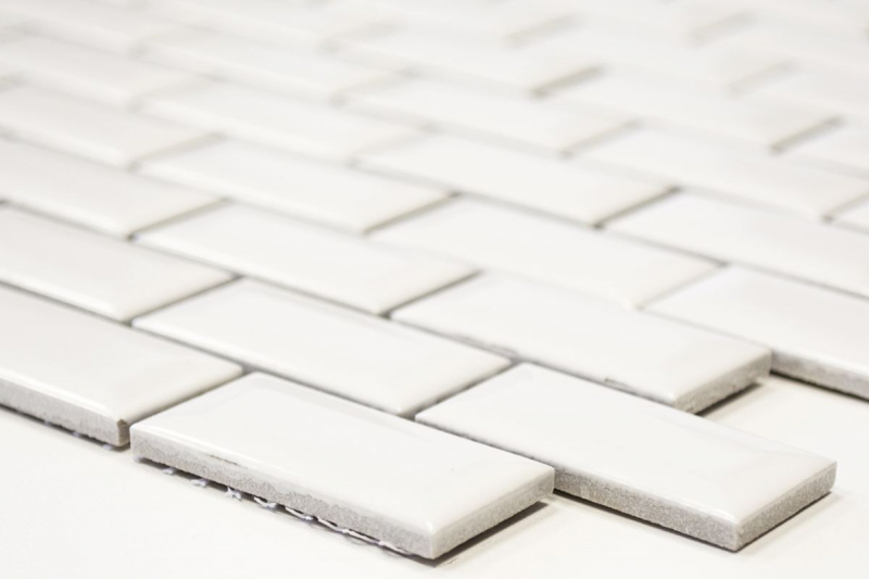 Mini Metro Subway mosaic facet WHITE mosaic tile ceramic tile backsplash kitchen MOS26-0102