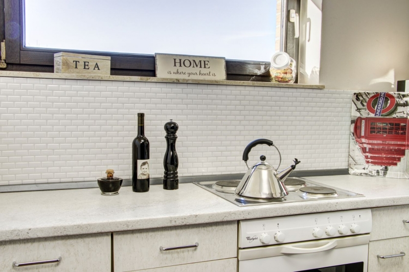 Mini Metro Subway mosaic facet WHITE mosaic tile ceramic tile backsplash kitchen MOS26-0102