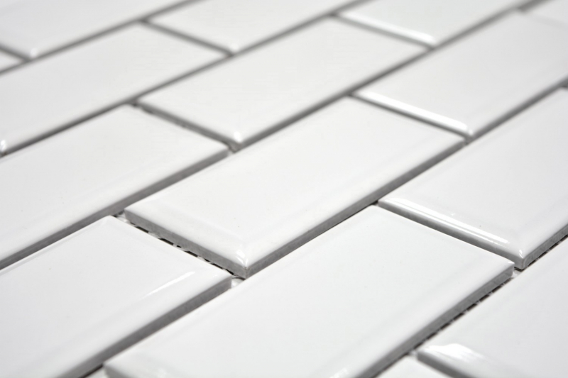 Hand sample Metro Subway mosaic tile ceramic WHITE tile backsplash kitchen wall MOS26M-0101_m