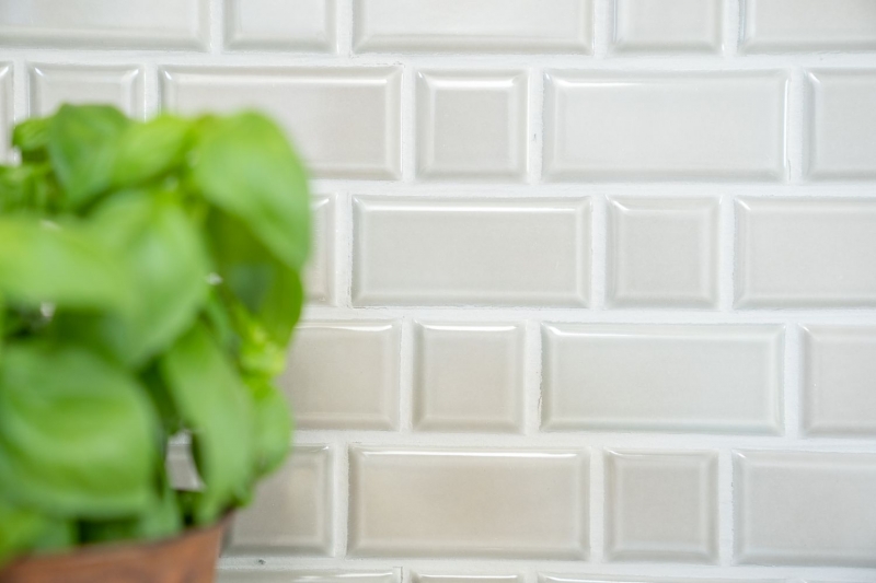 Metro Subway Tiles Gray Mud Facet Mosaic Tile Ceramic Backsplash Kitchen Wall MOS26WM-0202