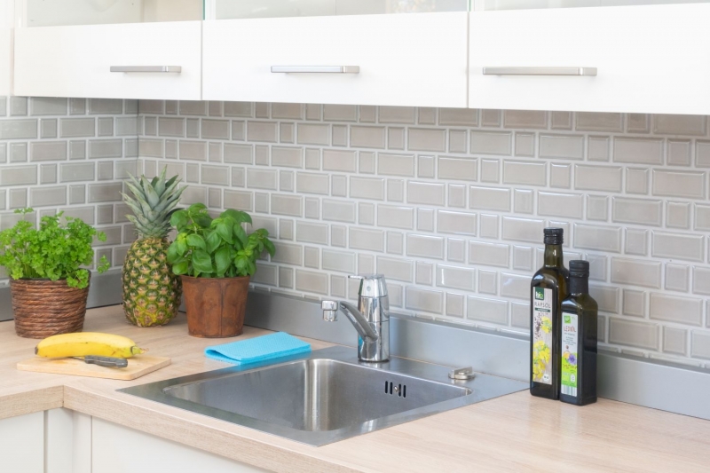 Metro Subway Tiles Gray Mud Facet Mosaic Tile Ceramic Backsplash Kitchen Wall MOS26WM-0202