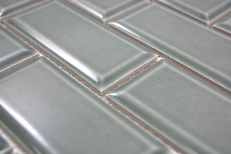 Metro Subway mosaic tiles ceramic gray green tile backsplash kitchen wall MOS26M-0218_f | 10 mosaic mats