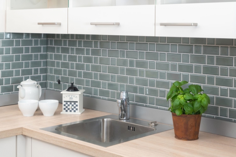 Metro Subway tiles facet petrol gray mosaic tile ceramic tile backsplash kitchen wall MOS26WM-0218
