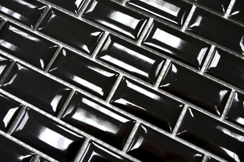 Hand sample Mini Metro Subway mosaic tile ceramic black backsplash kitchen MOS26-0302_m