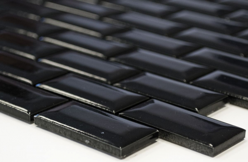 Hand sample Mini Metro Subway mosaic tile ceramic black backsplash kitchen MOS26-0302_m
