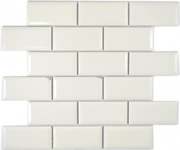 Metro Subway mosaic tiles ceramic ivory tile backsplash kitchen MOS26-1902_f | 10 mosaic mats