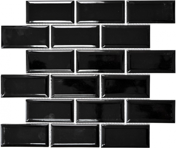 Hand sample Metro Subway mosaic tile ceramic tile backsplash kitchen black MOS26M-0303_m