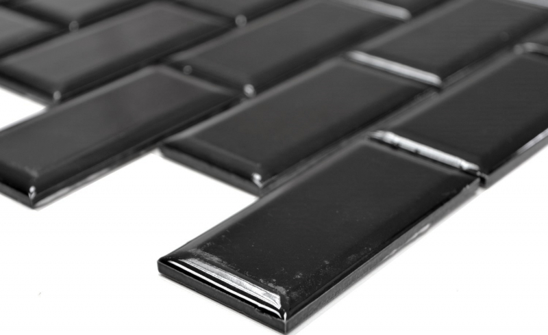Hand sample Metro Subway mosaic tile ceramic tile backsplash kitchen black MOS26M-0303_m