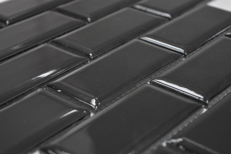 Hand sample Metro Subway mosaic tile ceramic tile backsplash kitchen black MOS26M-0303_m