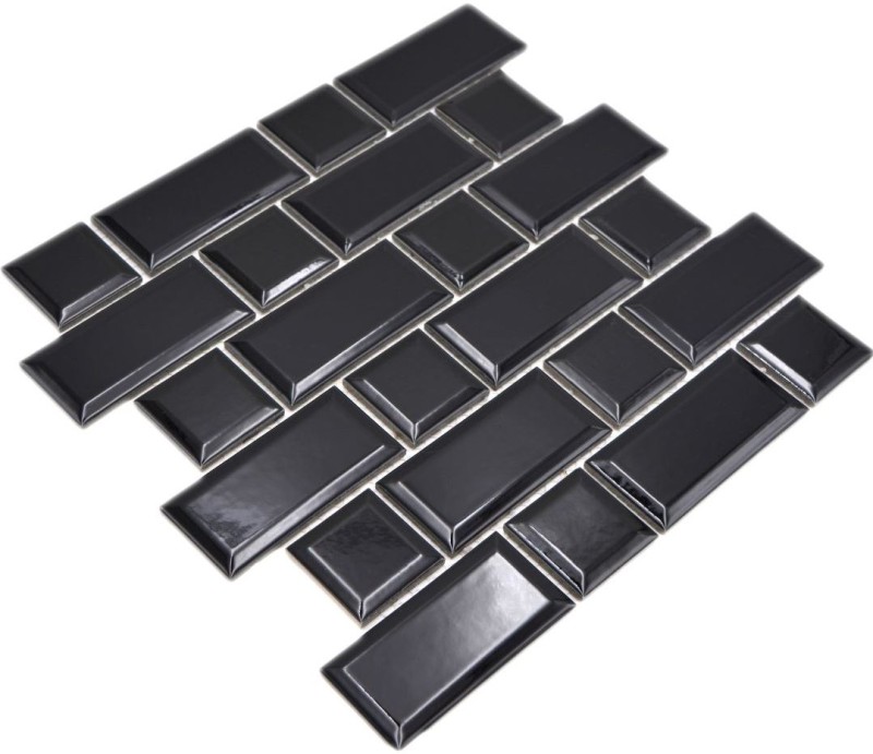 Metro Subway Tiles Black Facet Mosaic Tile Ceramic Tile Backsplash Kitchen MOS26WM-0301