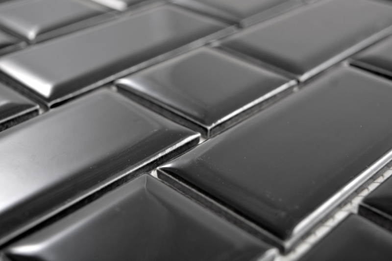 Metro Subway Tiles Black Facet Mosaic Tile Ceramic Tile Backsplash Kitchen MOS26WM-0301