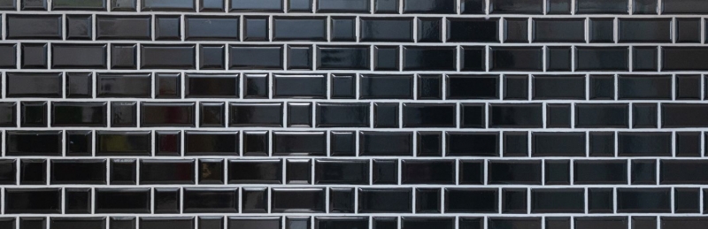 Metro Subway Tiles Black Facet Mosaic Tile Ceramic Tile Backsplash Kitchen MOS26WM-0301