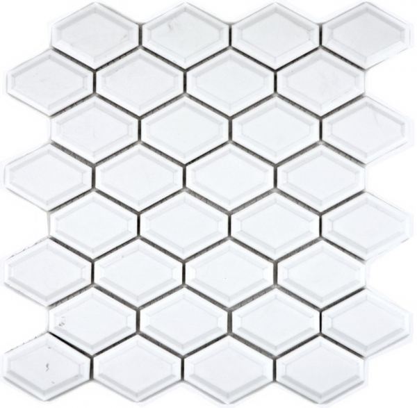 Hand pattern mosaic tile ceramic diamond metro white glossy tile backsplash kitchen MOS13MD-0101_m