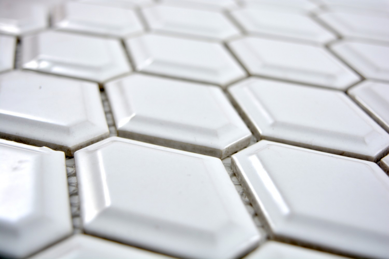 Hand pattern mosaic tile ceramic diamond metro white glossy tile backsplash kitchen MOS13MD-0101_m