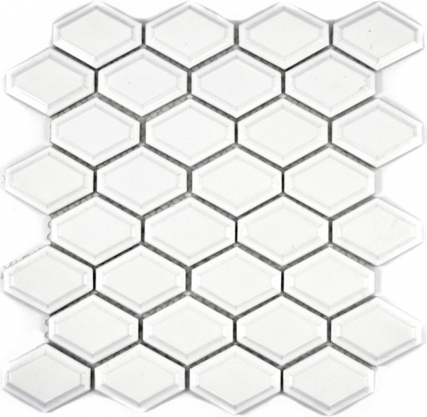 Hand-patterned mosaic tile ceramic diamond metro white matt tile backsplash kitchen MOS13MD-0111_m