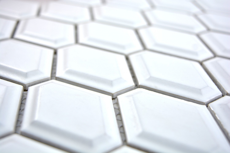 Hand-patterned mosaic tile ceramic diamond metro white matt tile backsplash kitchen MOS13MD-0111_m