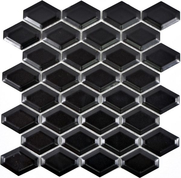 Hand-patterned mosaic tile ceramic diamond metro black matt tile backsplash kitchen MOS13MD-0311_m