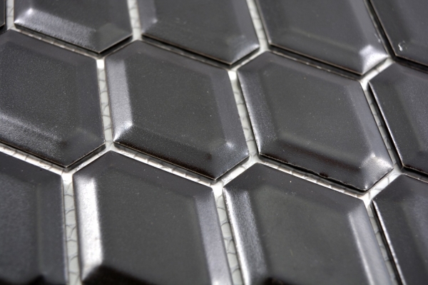 Hand-patterned mosaic tile ceramic diamond metro black matt tile backsplash kitchen MOS13MD-0311_m