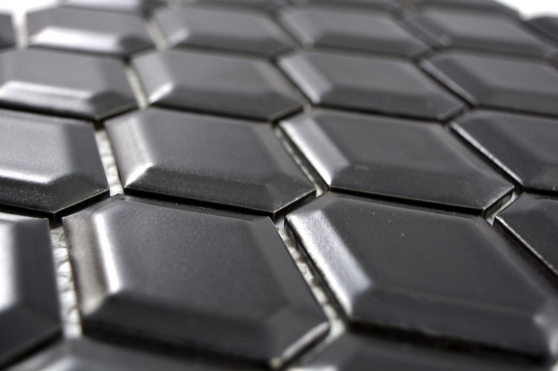 Hand-patterned mosaic tile ceramic diamond metro black matt tile backsplash kitchen MOS13MD-0311_m