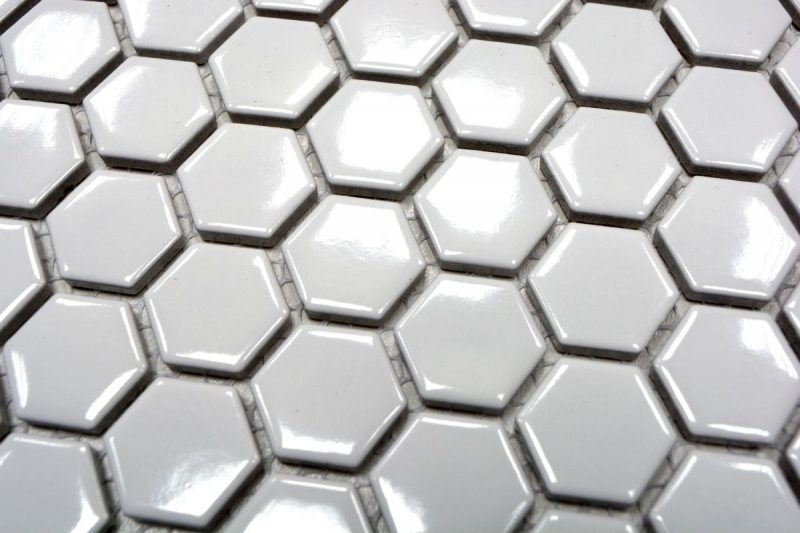 Hand pattern mosaic tile ceramic hexagon white glossy tile backsplash kitchen MOS11A-0102_m