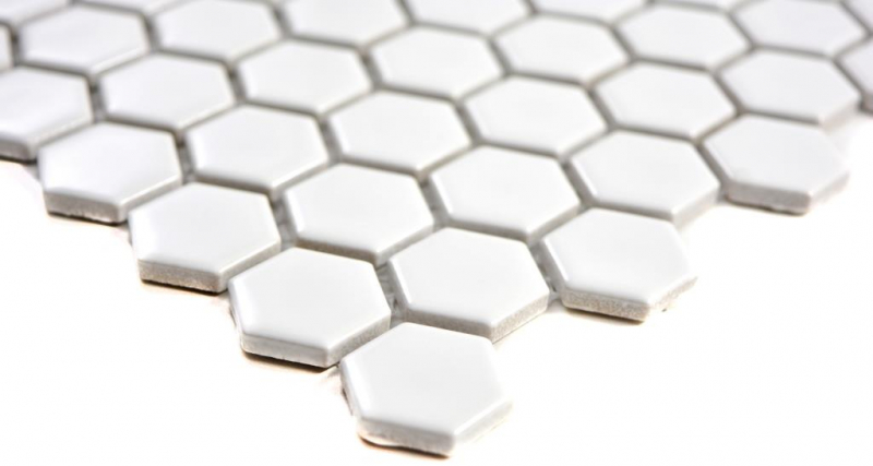 Hand pattern mosaic tile ceramic hexagon white glossy tile backsplash kitchen MOS11A-0102_m