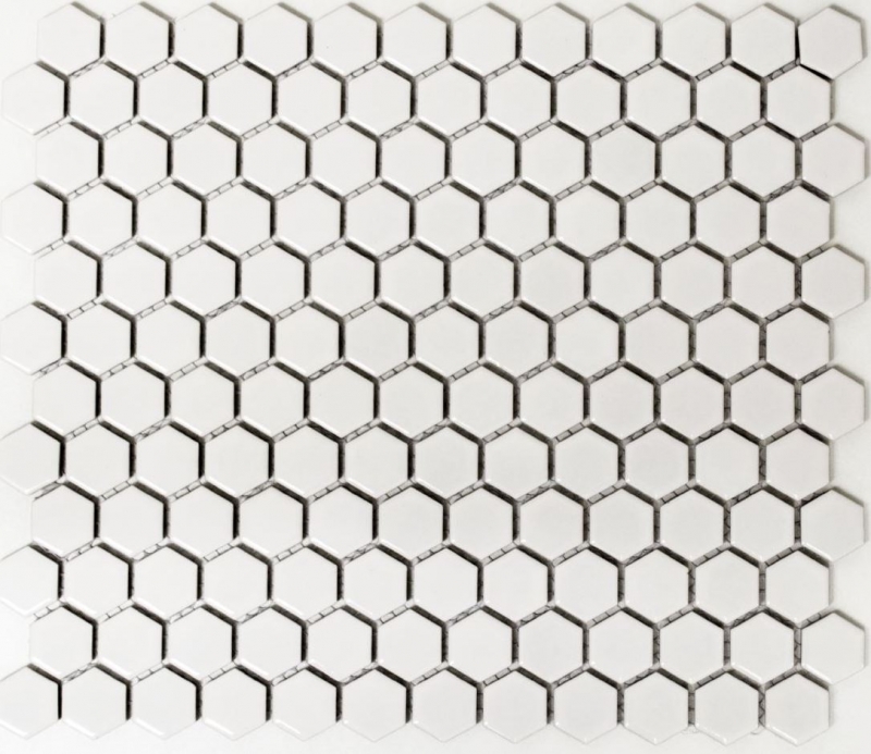 Hexagonal hexagon mosaic tile ceramic mini white matt wall shower tile wall tile bathroom tile kitchen - MOS11A-0111