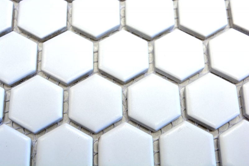 Hexagonal hexagon mosaic tile ceramic mini white matt wall shower tile wall tile bathroom tile kitchen - MOS11A-0111