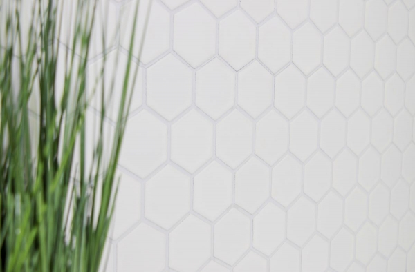 Hand-patterned mosaic tile ceramic hexagon white glossy kitchen splashback MOS11B-0102_m