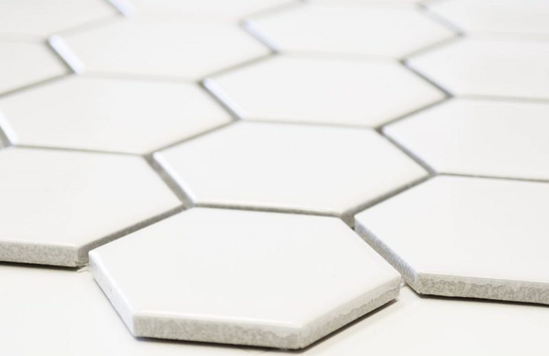 Hand pattern mosaic tile ceramic hexagon white matt wall tile bathroom tile MOS11B-0111_m
