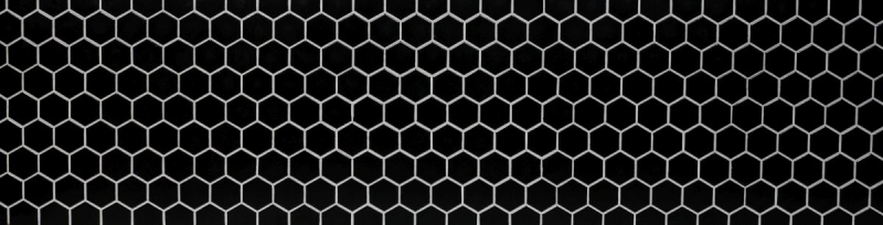 Hand-painted mosaic tile ceramic hexagon black glossy shower splashback MOS11B-0302_m