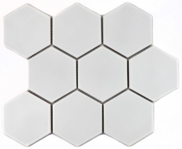 Hand-patterned mosaic tile ceramic hexagon white matt kitchen tile WC bathroom tile MOS11F-0111_m