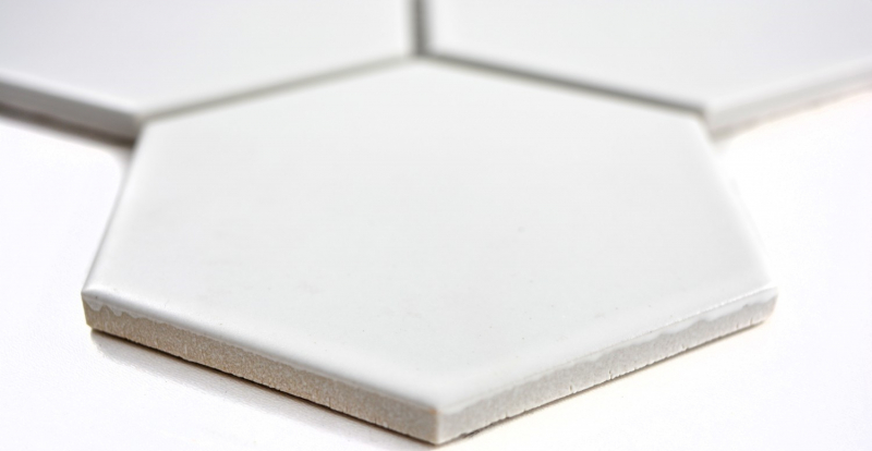 Hand-patterned mosaic tile ceramic hexagon white matt kitchen tile WC bathroom tile MOS11F-0111_m
